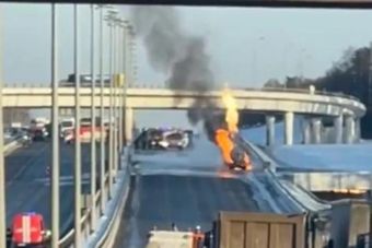 ВИДЕО: горящая автоцистерна на Киевском шоссе